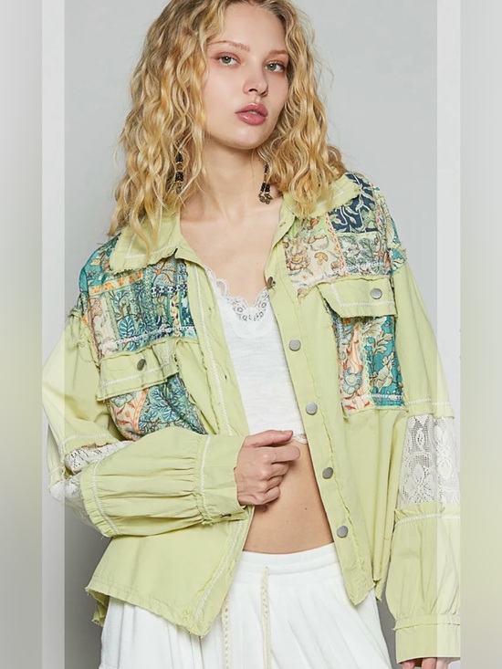 POL Tops - New Pol Sunwashed Patchwork Button Down Cotton Shirt